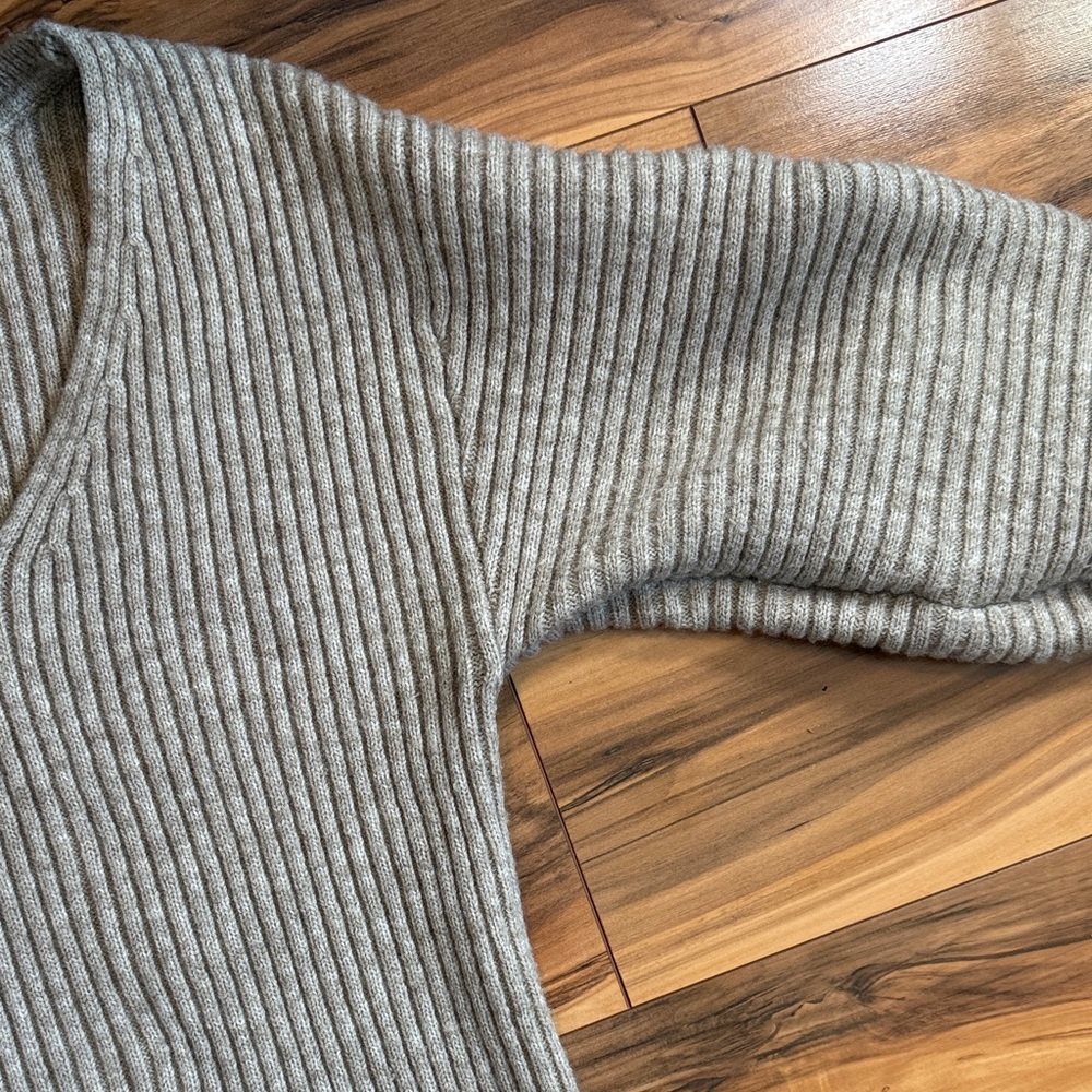V-Neck Ribbed Sweater Dress - Picture 3 of 5